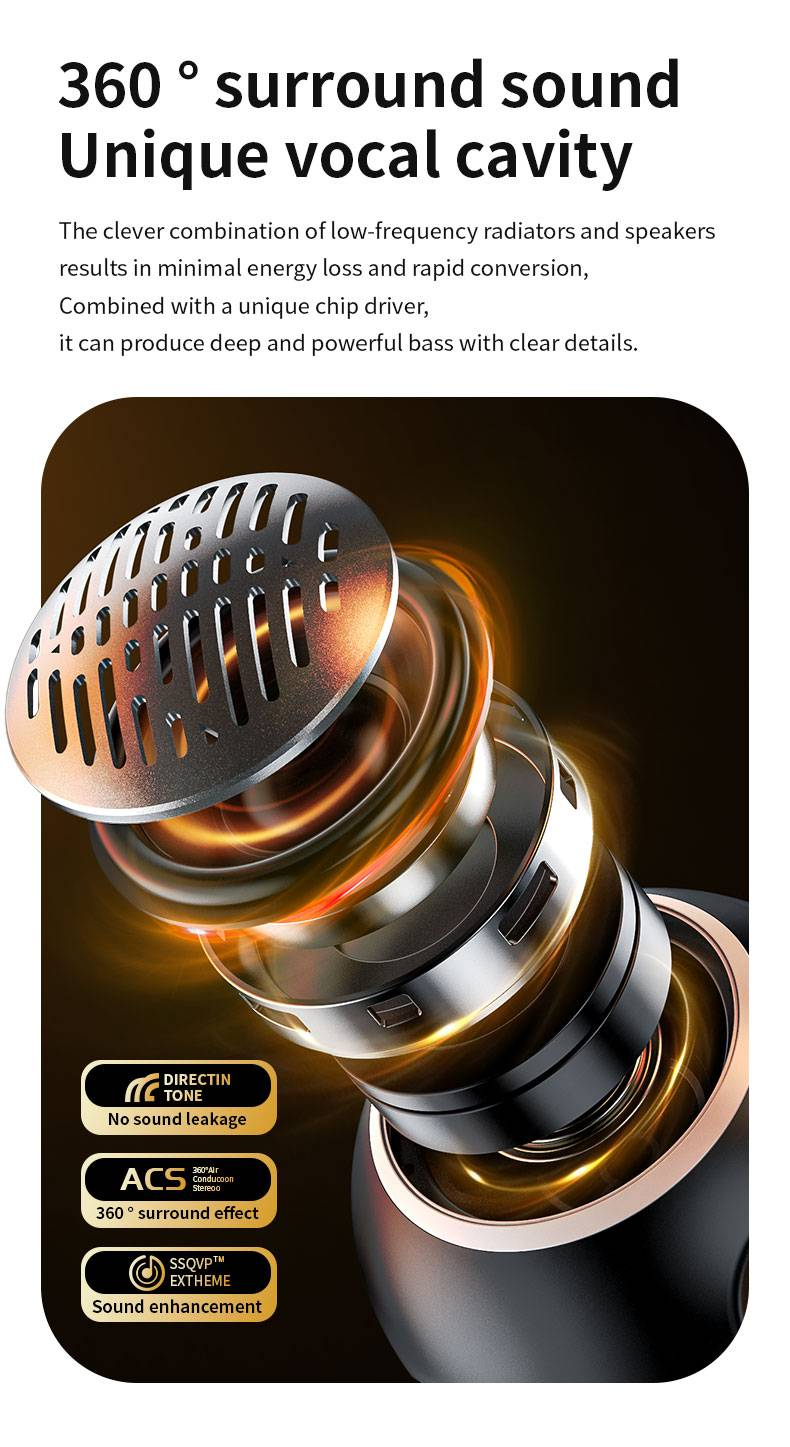 LX-08 Wireless Earbuds: Long Battery Life, 360° Surround Sound, Lightweight Comfort For Sports And Fitness_voghion.com