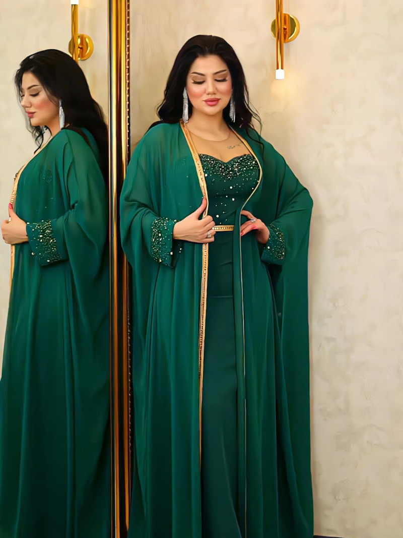 Naisterõivad Moslemi Abaya Naiste litritega kleit ülikond Šifoonist kaheosaline kleit Cape Robe_voghion.com