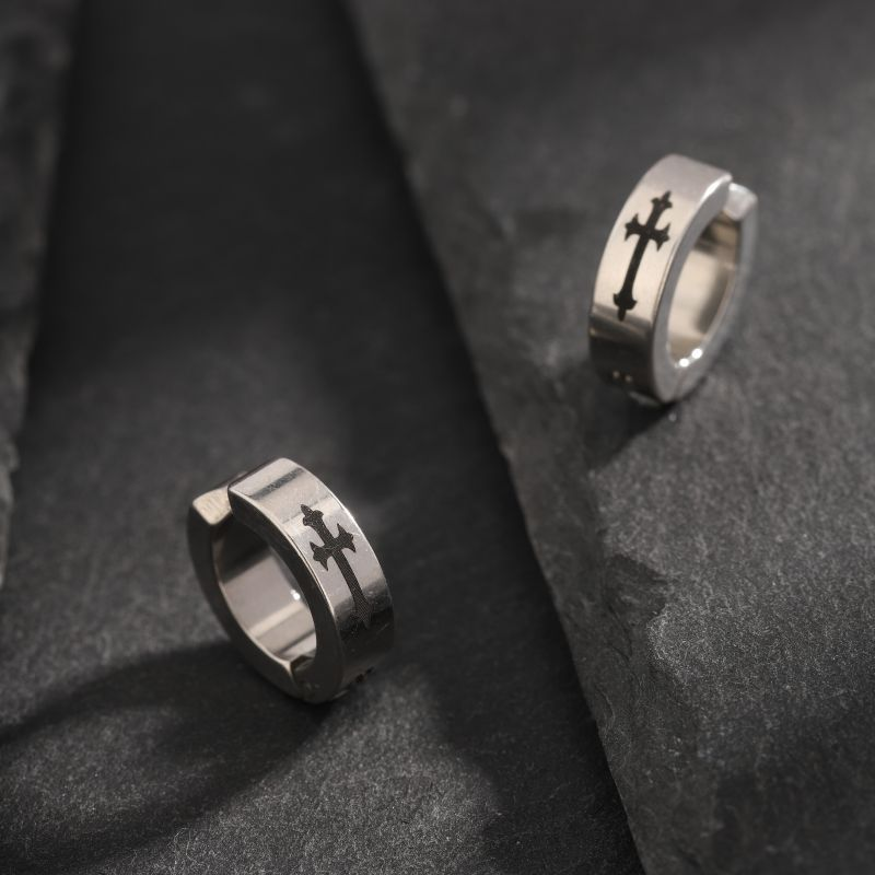 Clip Earrings For Women Without Pierced Ears Titanium Steel Cross Ear Clips Ear Bone Clips For Female_voghion.com
