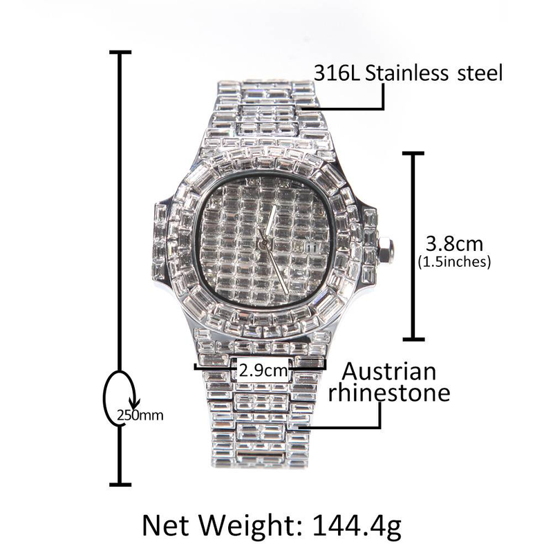 Fashion Hip Hop Quartz Watch Men's Ins Design Full Diamond Calendar Large Dial Watch_voghion.com