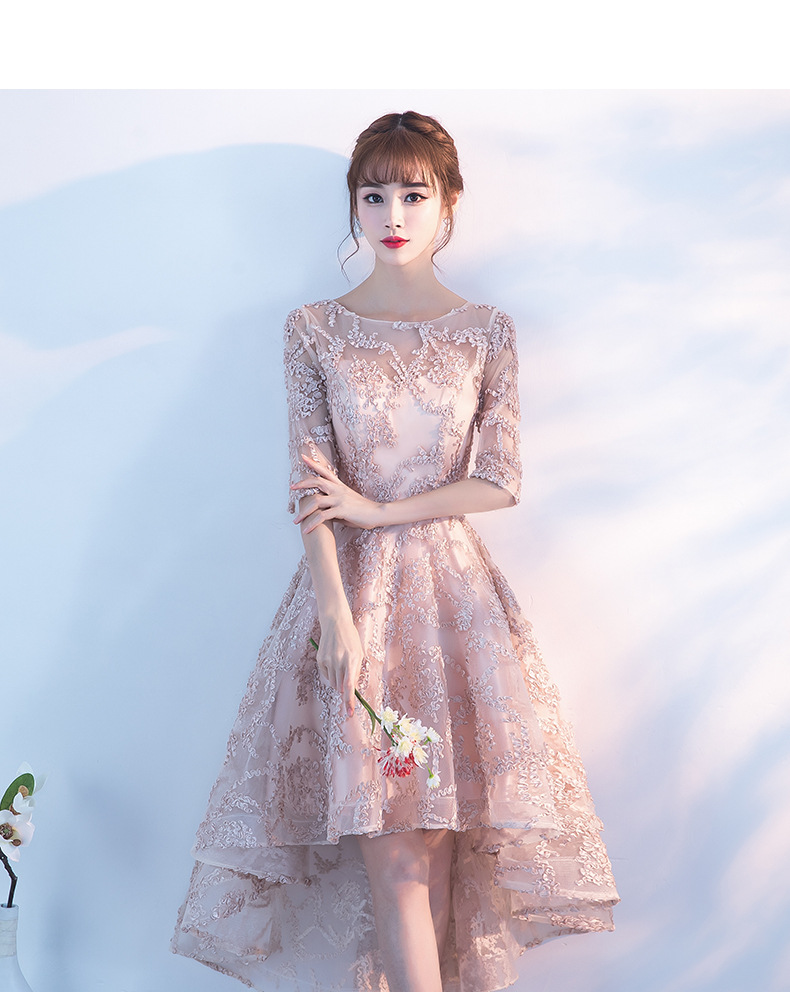 Elegant Princess Lace Dress - A-Line Formal Evening Gown With Long Sleeves, High Waist, Corset Back For Banquet, Wedding Guest, Party ( S-XXXL)_voghion.com