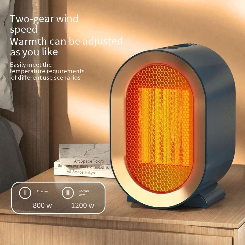 Compact Ceramic PTC Space Heater - 1200W Fast Heating, 2-Temperature Settings, Tip-Over Protection, Energy-Efficient Desktop Warmer_voghion.com