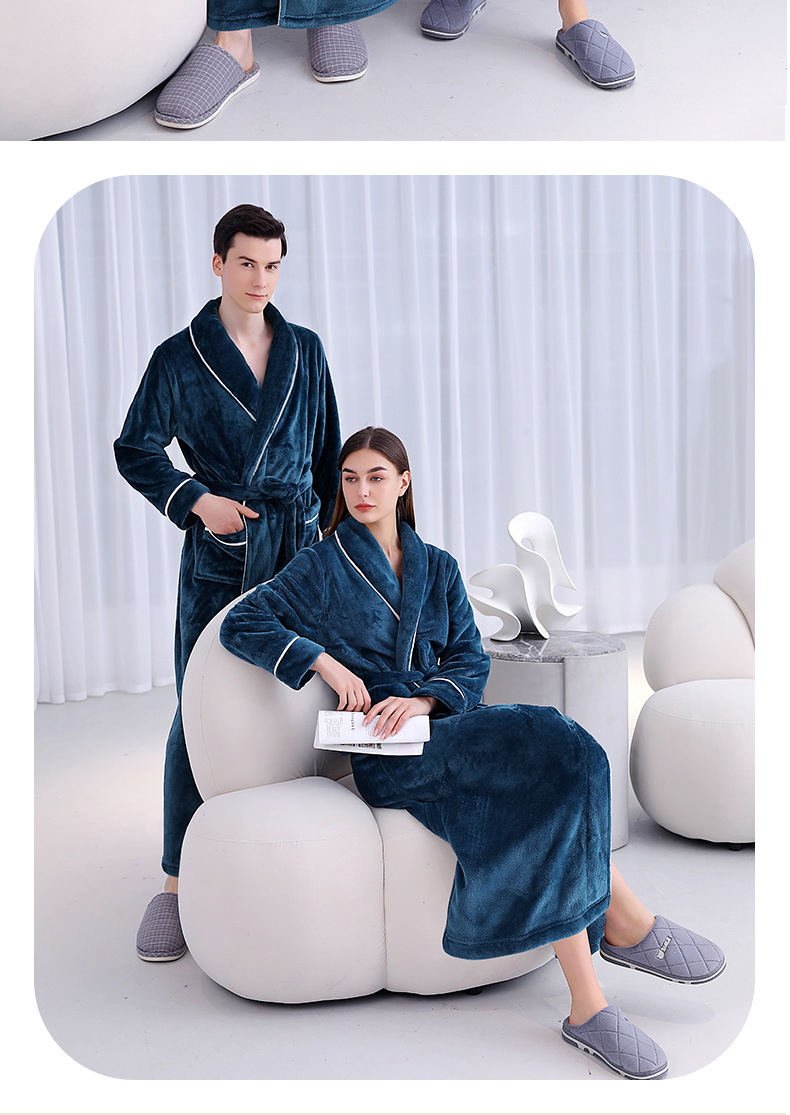Unterwäsche & Nachtwäsche Herbst und Winter Extra langer und dicker Flanellmantel für Männer und Frauen, extra großer Bademantel aus Korallenvlies_voghion.com