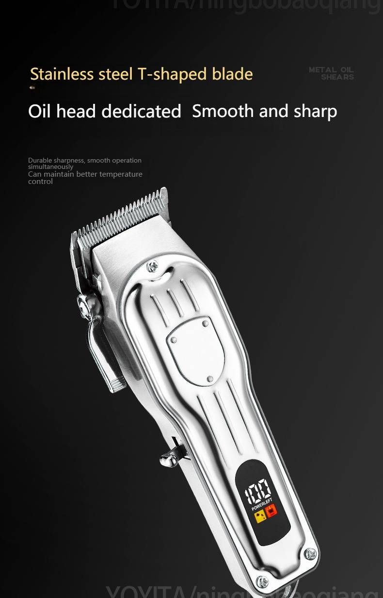 Tondeuse à cheveux professionnelle avec écran LCD, rechargeable sans fil pour hommes, femmes et animaux, lames en acier inoxydable, fonctionnement silencieux._voghion.com