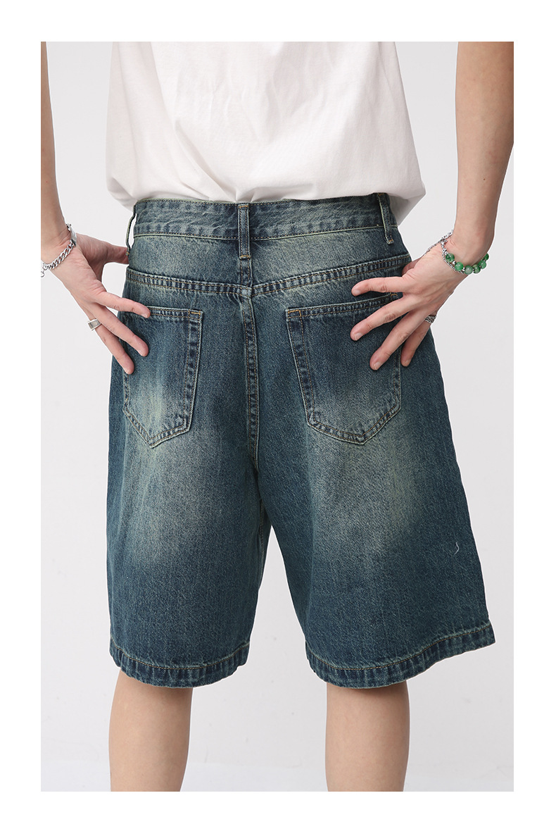 MTLCLOTHES Männerbekleedung|Männer Retro loose distressed Denim Shorts fënnef Punkt Hosen_voghion.com