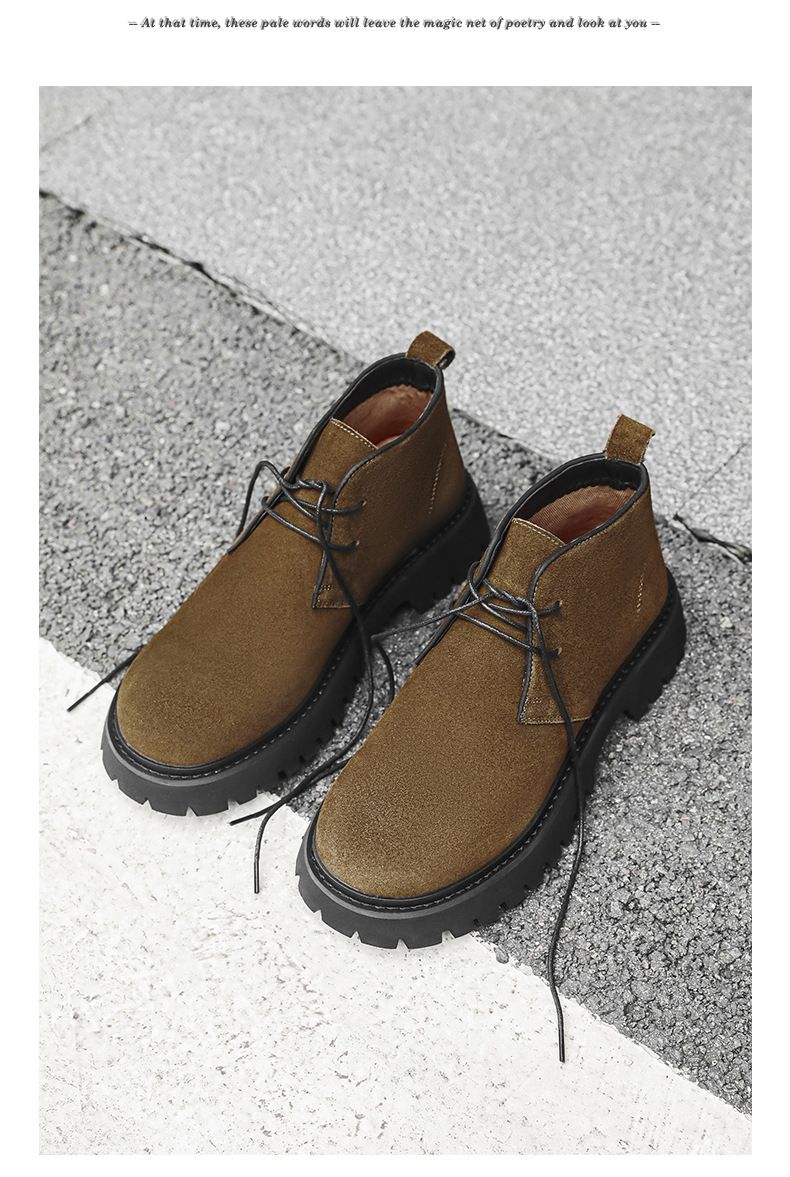 Bottes Martin pour hommes, chaussures derby à bout rond en cuir de vache anti-velours, style rétro américain, semelles épaisses, chaussures en cuir léger_voghion.com
