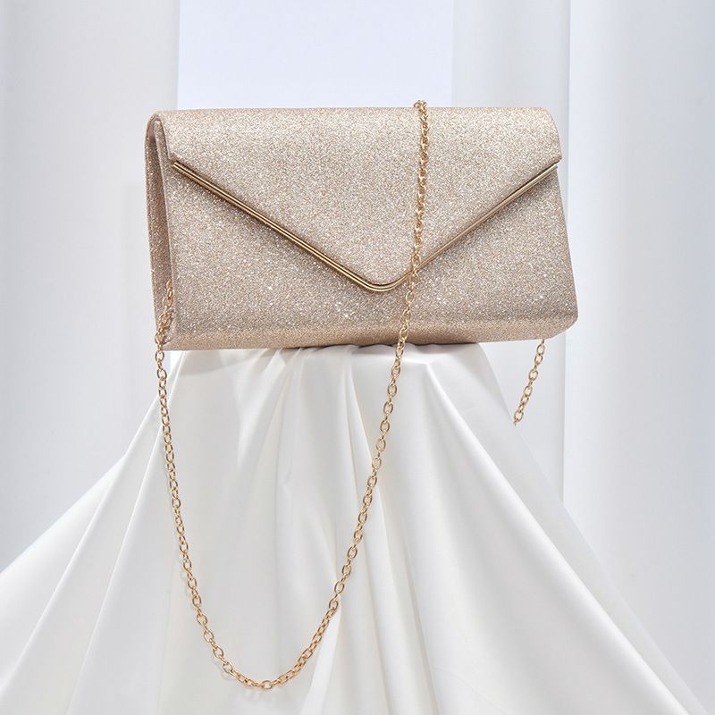 Borsa da sera in oro rosa lucido di alta qualità, borsa da sera alla moda, pochette a catena, borsa a tracolla_voghion.com