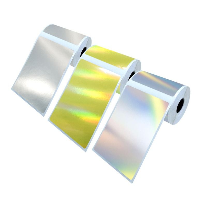 Customizable Thermal Laser Holographic Sticker Labels - Gold/Silver Reflective D30 Labels For Packaging & Branding_voghion.com
