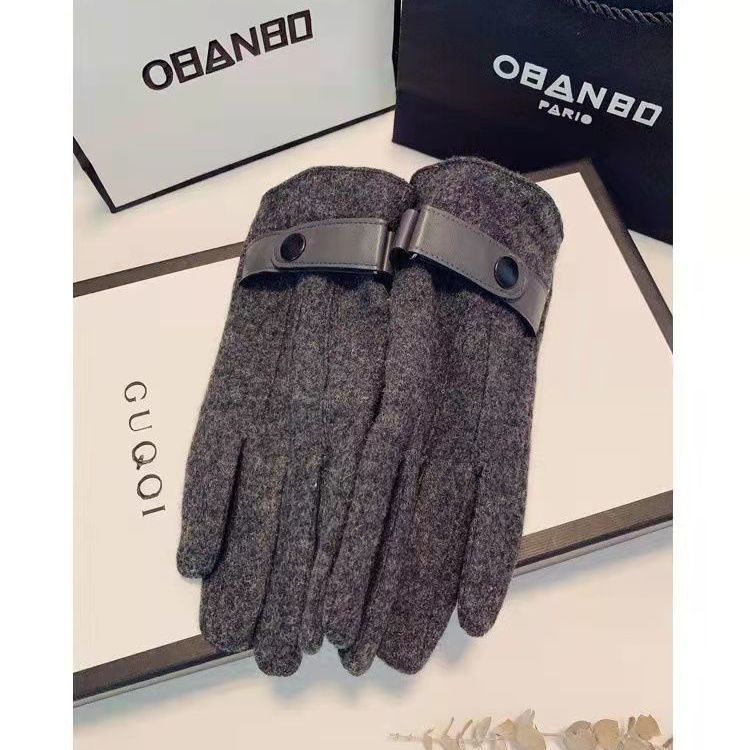 Uld handsker til mænd med touchscreen, vintermodel med fortykket fleece for varme, modstandsdygtighed over for kold vind, cool og afslappet kørsel_voghion.com