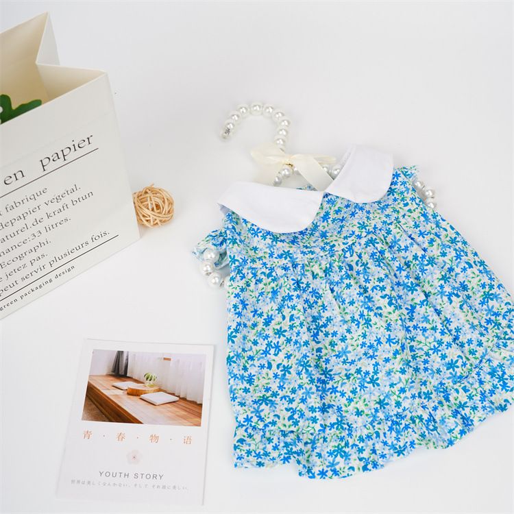 Spring And Summer Pet Puppy Cat Clothes Outfit Pastoral Fairy Floral Dress Bichon Teddy Small Dog_voghion.com