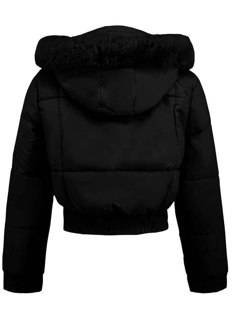 Women's Clothing Women's Slim Fit High Waist Short Puffer Jacket With Fleece Lining, Warm Winter Coat For Casual Outfits (White/Black/Khaki)_voghion.com