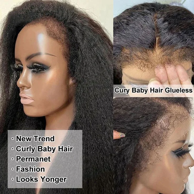 250 % Full 30-34 tum Kinky Rakt Äkta Hår Peruker 13x6 4c Kanter HD Transparent Frontal Yaki Rakt Spetsfront Peruker För Kvinnor_voghion.com