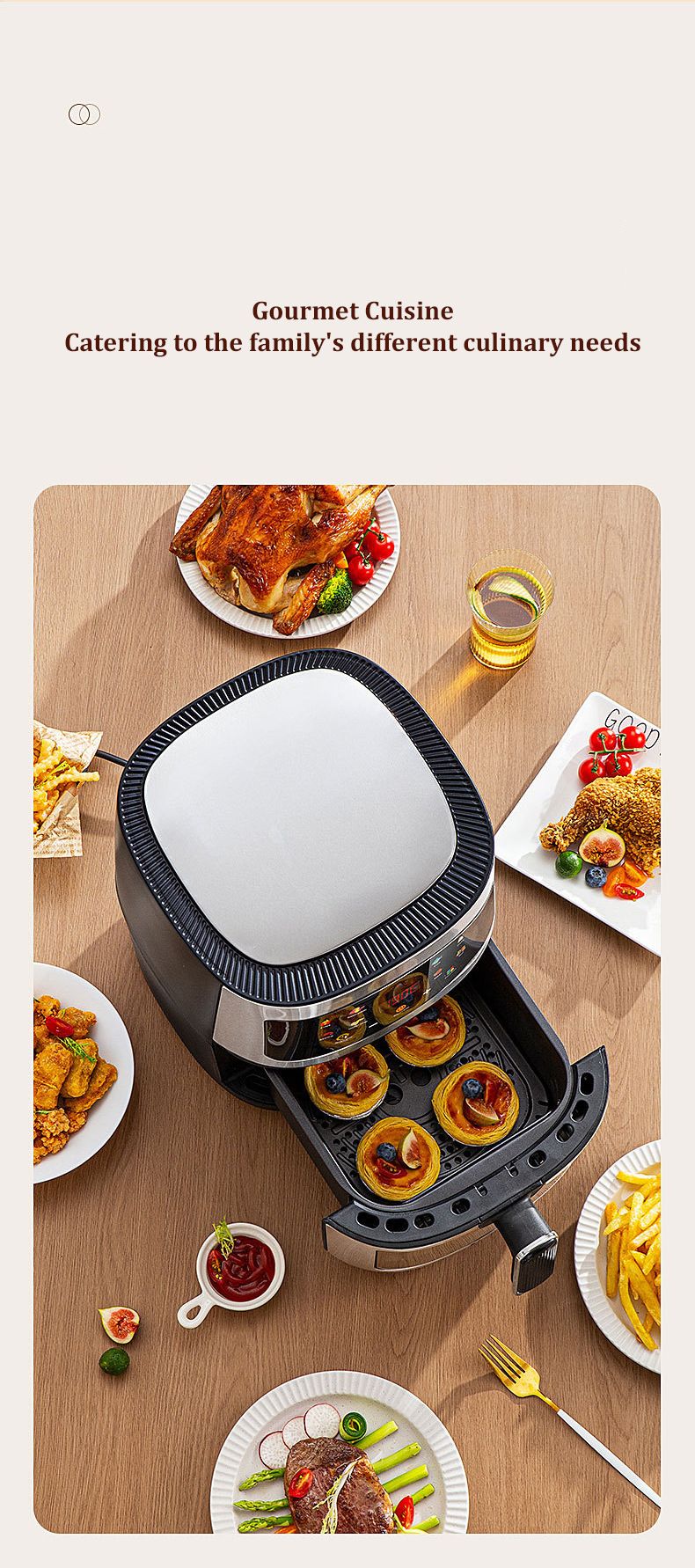 2400W 5L Air Fryer Digital Visible Ofen Uelegfräi Low-Fett Gesond Frittekoker_voghion.com