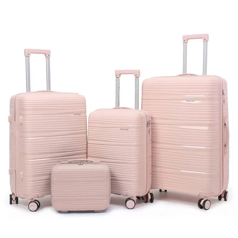 Gepäck- & Reestaschen-Set Dräi Sätz vu véier Trolleykoffer Sénkgrëff Sénkschloss Faarfpassend Explosiounsgeschützt Zuchstoff Fabréck Grousshandel_voghion.com