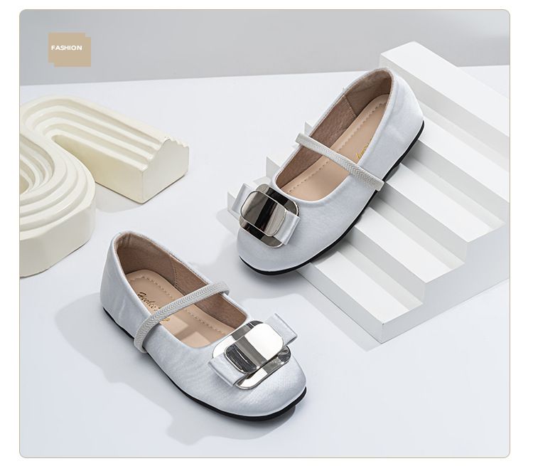 Kinderschuhe, flache Sohle, rosa Ballettschuhe, Satin, Retro-Performance, Mary Jane, quadratische Zehenpartie, weiche Sohle, ein Riemen, Mädchenschuhe_voghion.com