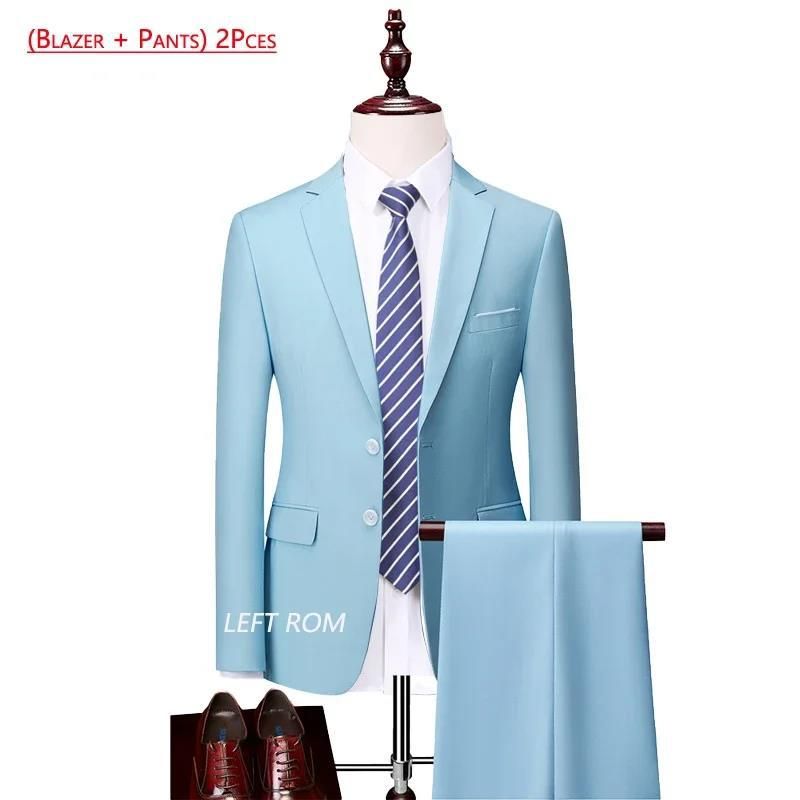 CT 2025 New Men's Solid Color Business Casual Suit Set Two-Piece Available Year-Round_voghion.com