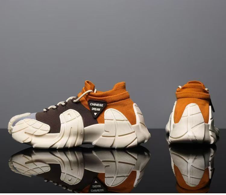 Men's New Thick-Soled Lightweight Sock Mouth Casual Shoes Youth Fashion Color-Block Sneakers_voghion.com