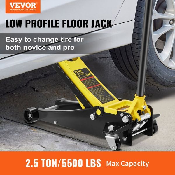 VEVOR Low Profile Floor Jack 2.5 Ton Heavy Duty Steel Dual Piston Rapid Pump_voghion.com