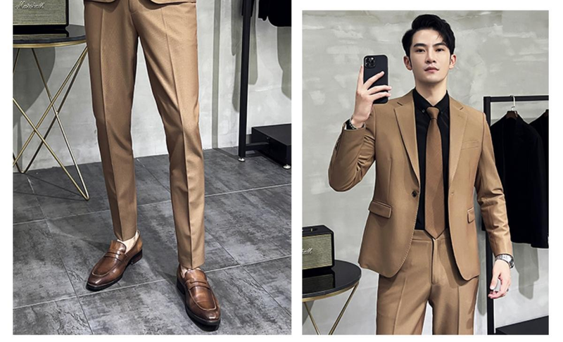 Set completo da uomo nuovo primavera 2023 versione coreana slim fit abito casual da lavoro Pi Shuai in stile britannico di alta qualità_voghion.com