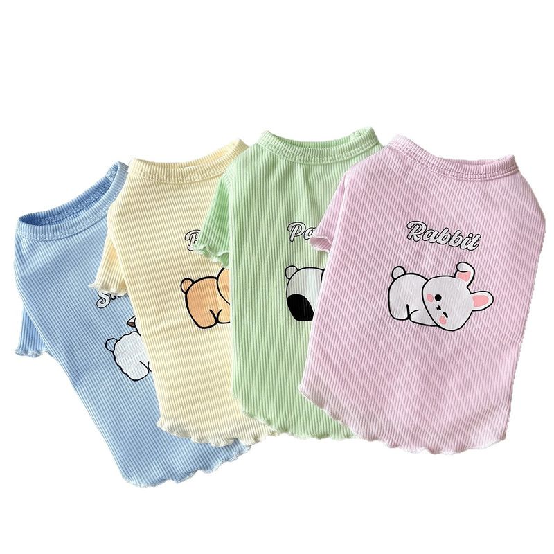 Spring Ins Thin Cute Animal Print Pet Teddy Bichon Dog Clothes Small Summer T-shirt Base Shirt_voghion.com