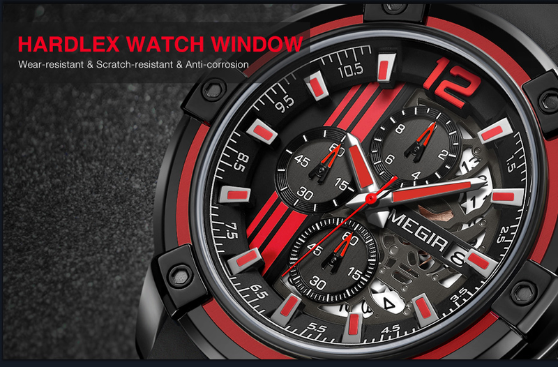 Chronograph Mens Sport Watches with Silicone Band Big Dial Military Quartz Watch Men Clock_voghion.com