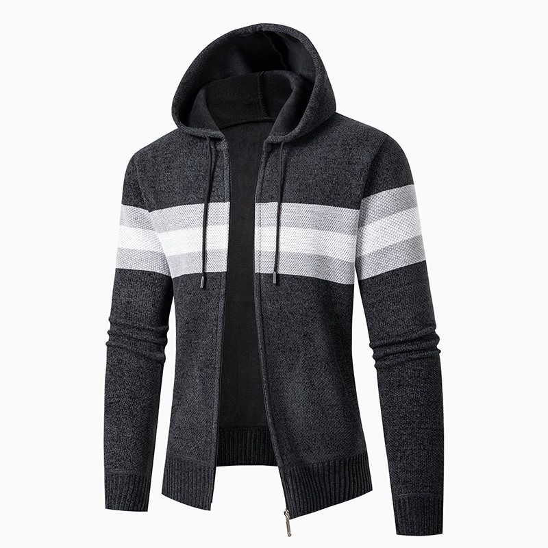 Herren-Winterjacke aus Fleece mit Sherpa-Futter und Kapuze – warmer, dicker Mantel für lässige Oberbekleidung (Hellgrau, Dunkelgrau, Schwarz, Weinrot, Marineblau)_voghion.com