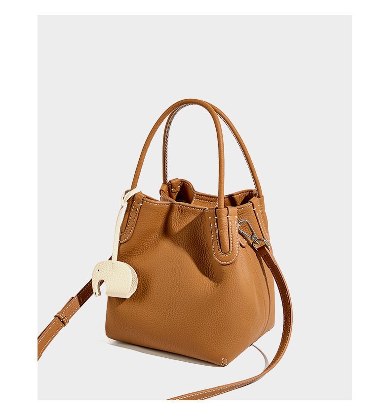Sommermode Echtleder Eimer Tasche Nische Erste Schicht Rindsleder Retro Eine Schulter Crossbody Handheld Gemüse Korb Tasche_voghion.com