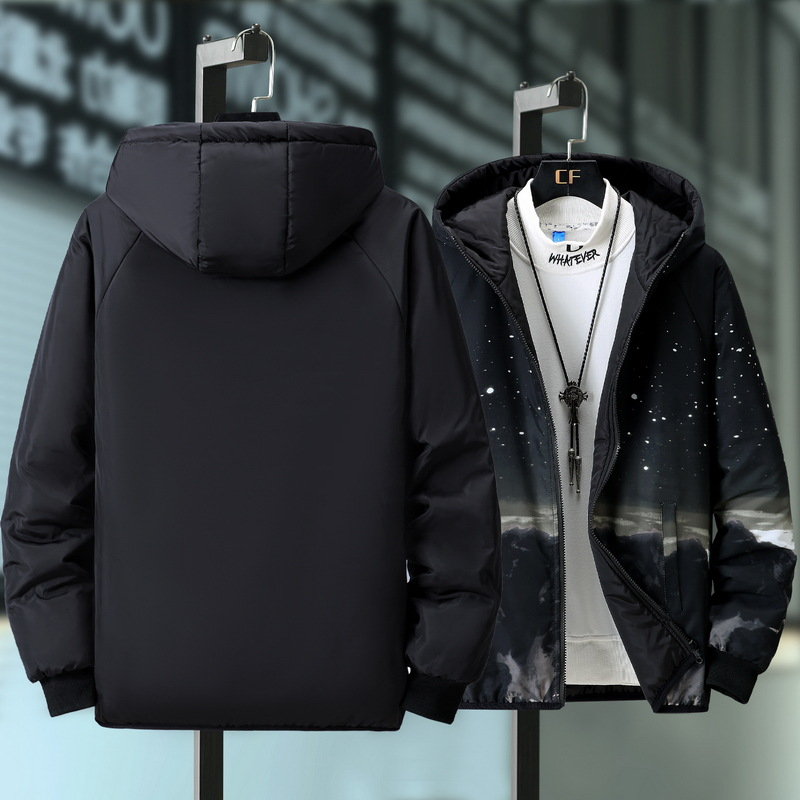 Autunno e inverno, tendenza della versione coreana da uomo, cotone usurato su entrambi i lati, studente spesso sopra, esterno ampio_voghion.com