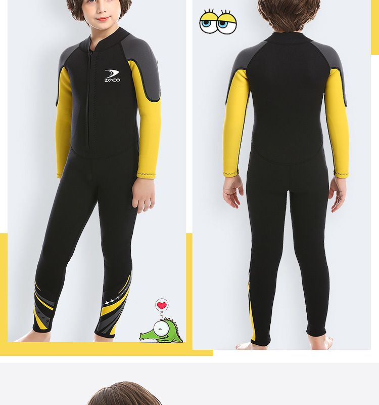 Uusi lasten märkäpuku 2,5 mm uimapuku pojille, yksiosainen pitkähihainen, paksu, lämmin aurinkosuoja, surffaukseen sopiva snorklauspuku_voghion.com