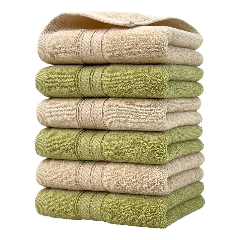 Solid Color Cotton Towel Six Packs Household Cotton Adult Face Wash Towel Thickened Absorbent_voghion.com