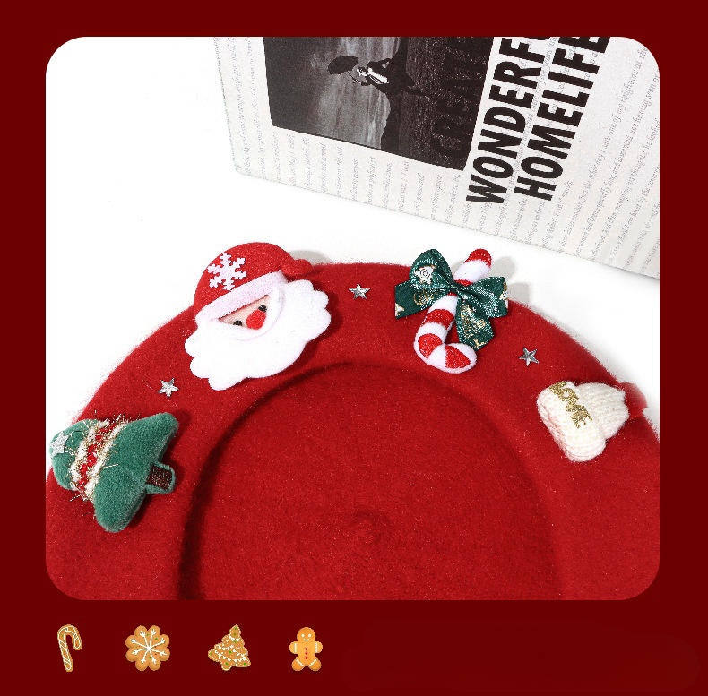 Heiße Designer-Modelle, Temperament-Trend, lässige Damen-Eltern-Kind-Wolle Hundert mit Druck, warme Herbst- und Winter-Weihnachtselemente, warme Knospenkappe_voghion.com