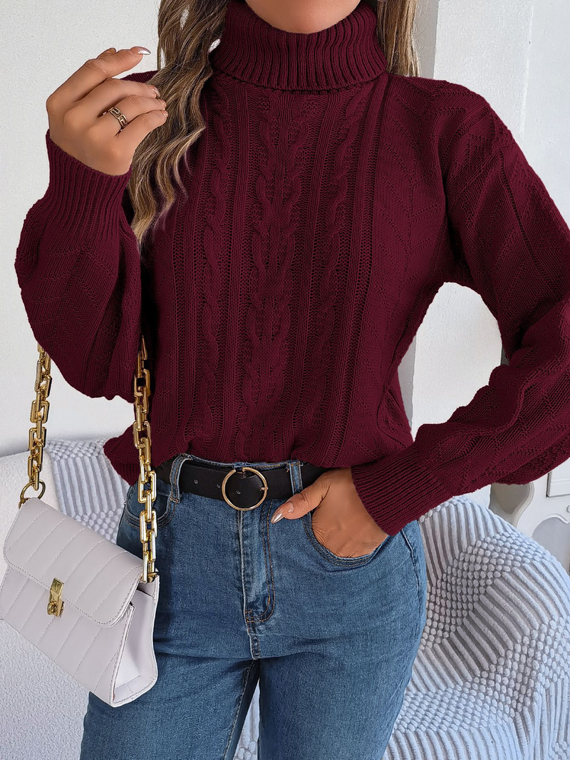 Damen-Strickpullover mit Rundhalsausschnitt und langen Ärmeln, lässiger, lockerer Pullover, geripptes Muster, einfarbige Oberteile, leichter Pullover_voghion.com