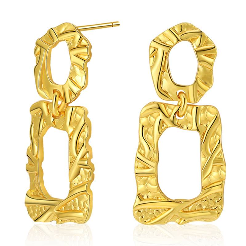 Irregular bump design studs Metallic square earrings_voghion.com
