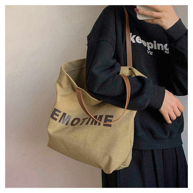 Casual canvas tas met grote capaciteit voor dames, nieuwe stijlvolle en veelzijdige handtas en schoudertas in Koreaanse stijl._voghion.com