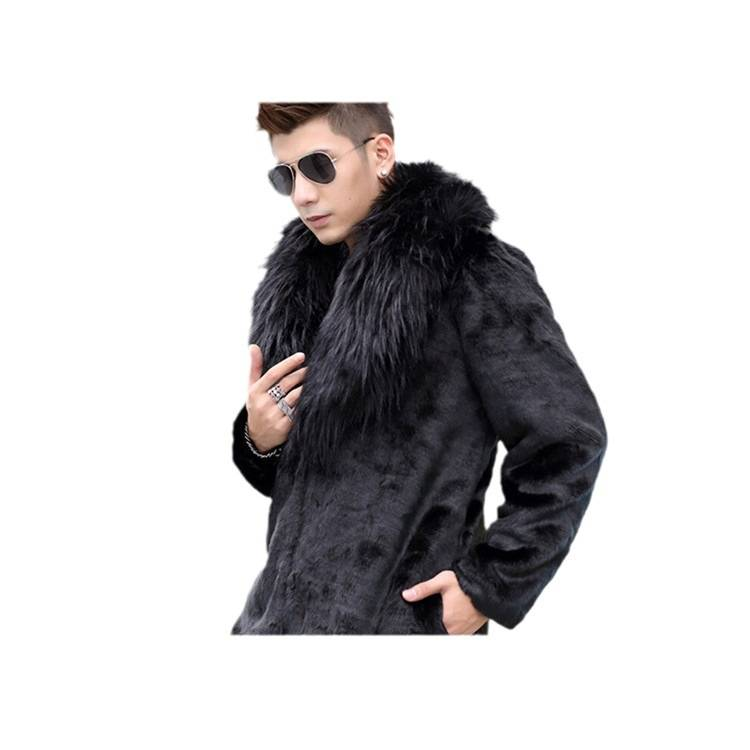 Men's Clothing Fur Mid Length Coat With Large Fur Collar Autumn And Winter Mink Fur Thickened Warm And Fashionable Fur Coat_voghion.com