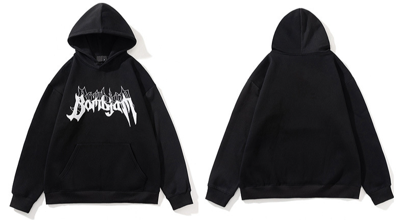 Herrkläder Heavy Plus Velvet Huvtröja Vår och höst Lös handduk Broderade bokstäver Lös jacka i parstil_voghion.com