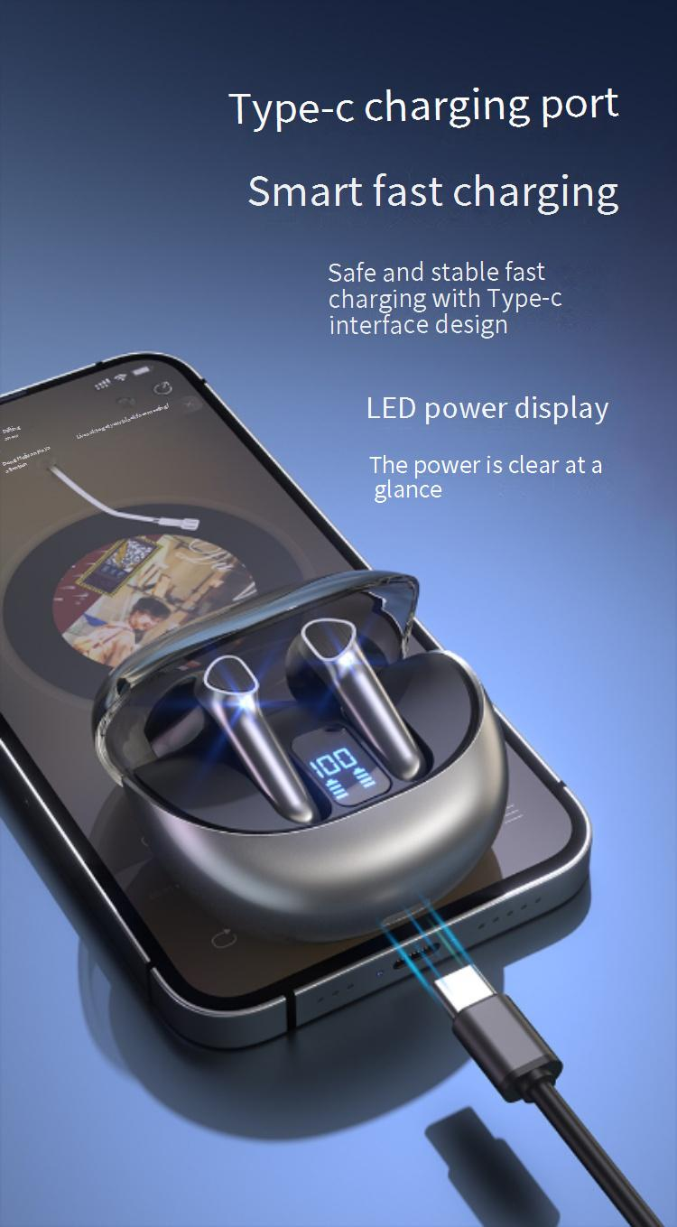 Bluetooth-hörlurar Nya TWS Bluetooth-headset In-Ear Ultralång batteritid ENC Brusreducering Gaming Bas Trådlösa Sportheadset_voghion.com