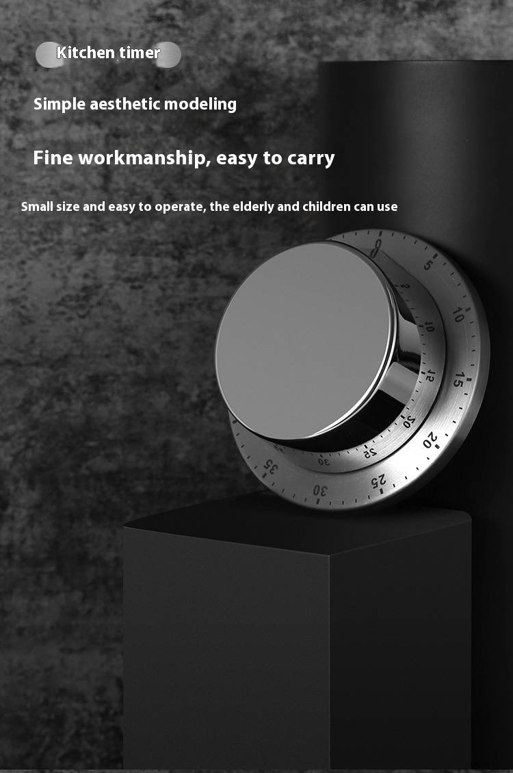 Temporizador mecánico de cocina de acero inoxidable - Alarma sonora para cocinar, hornear, estudiar y exámenes - Temporizador clásico de cuerda con base magnética y soporte_voghion.com