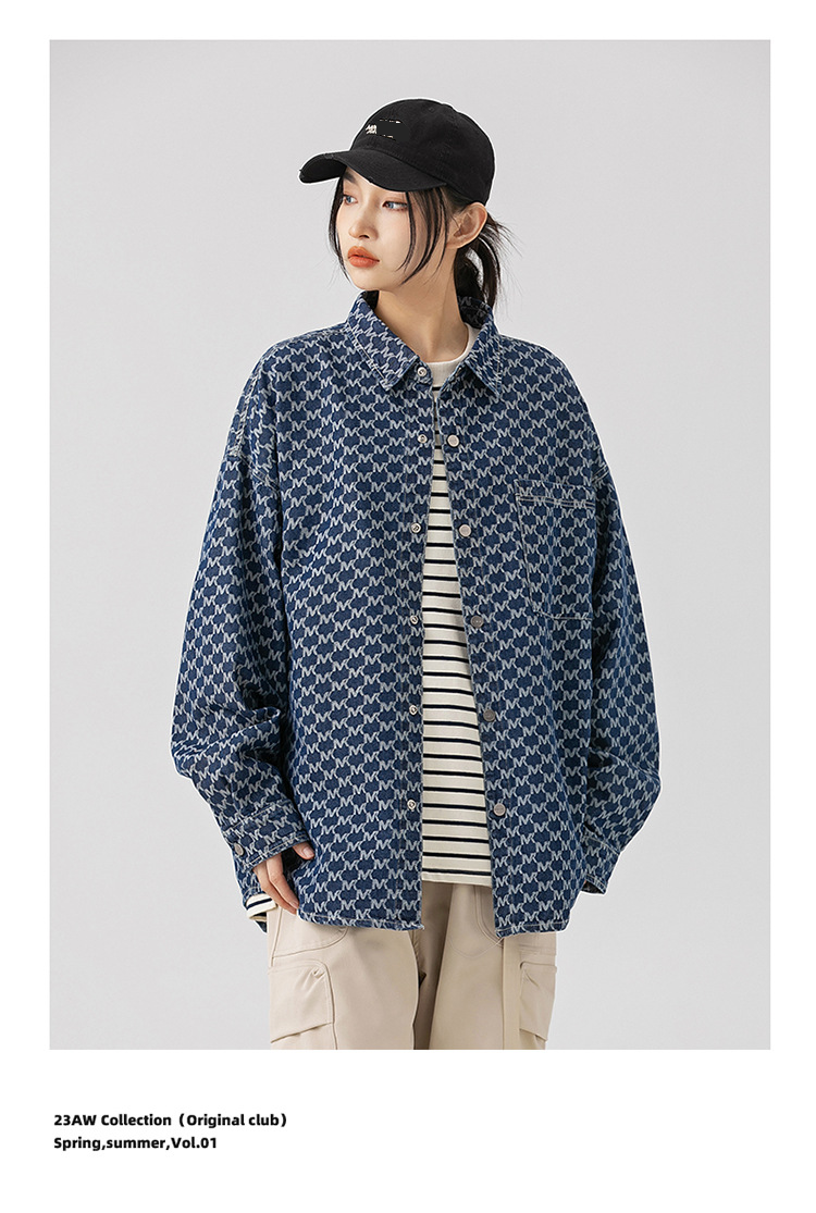 Abbigliamento uomo retrò autunno nuovo camicia a maniche lunghe giacca coppia camicia in denim jacquard alla moda_voghion.com