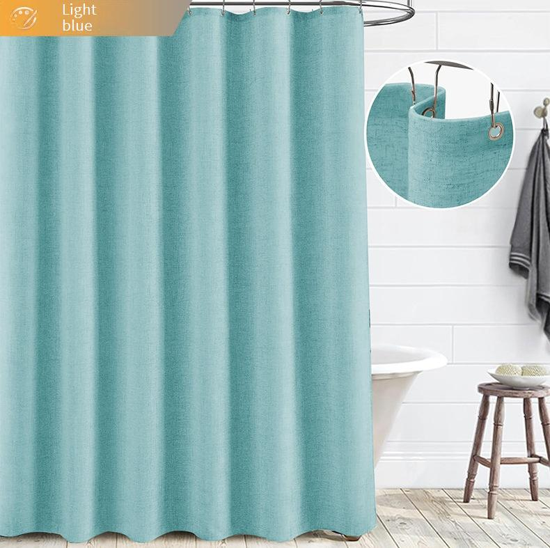 Linen-Look Heavyweight Polyester Shower Curtain Set - Waterproof Hotel Style Bathroom Decor With 12 Hooks (Mold Resistant Wrinkle-Free Fabric)_voghion.com