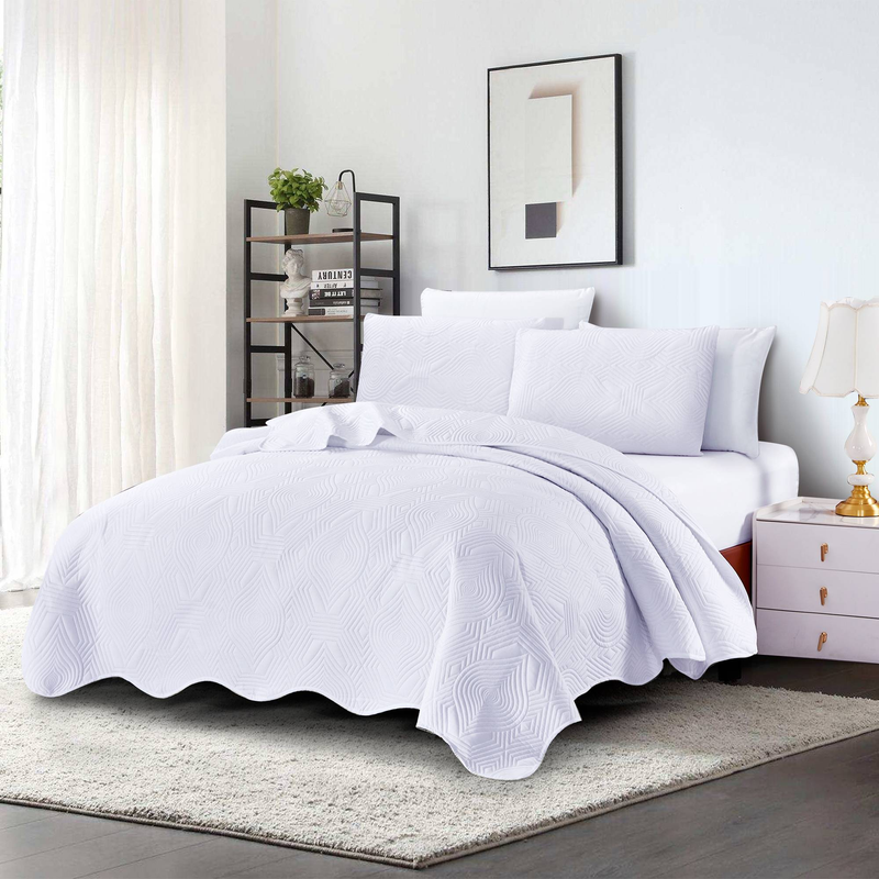 Set con bordo curvo in stile CG19, adatto per camere da letto e soggiorni (1 copriletto + 2 federe, senza anima per piumone o cuscino)_voghion.com