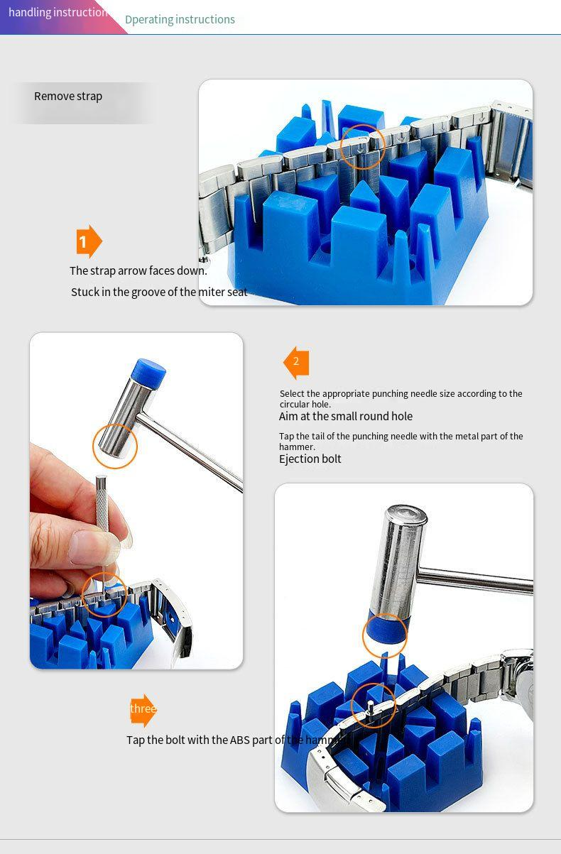 Herramientas de reparación de relojes Kit de herramientas de reparación de relojes Juego de herramientas de reparación de relojes de 212 piezas Combinación de desmontaje y reemplazo de batería_voghion.com