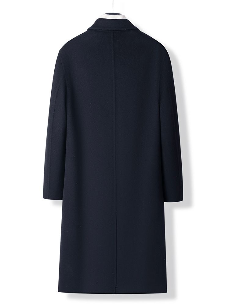 Men's Premium Wool Blend Double-Faced Overcoat With Detachable Down Liner - Slim Fit Business Casual Trench Coat In Navy, Charcoal, Black, Slate_voghion.com