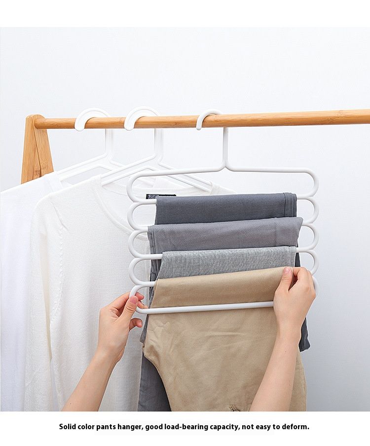 5-Tier Space-Saving Pants Hanger – Non-Slip Plastic Clips For Jeans, Trousers & Skirts – Foldable Closet Organizer_voghion.com