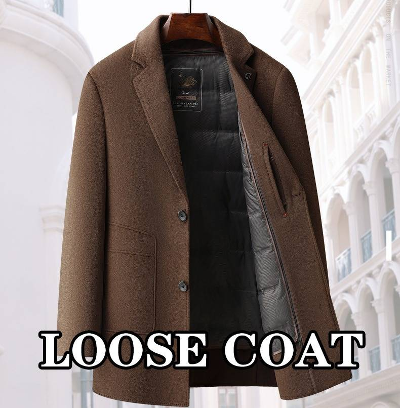 Men's Detachable Down Lined Wool Overcoat – Business Casual Peacoat With Removable 90% White Duck Down Inner (S-4XL, Black/Coffee)_voghion.com
