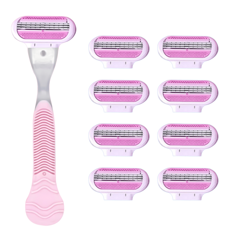 Ladies' 3-blades Manual Safety Shaver Set 1 Handle 8 Replaceable Blades Hypoallergenic Hair Removal Compatible With Venus_voghion.com