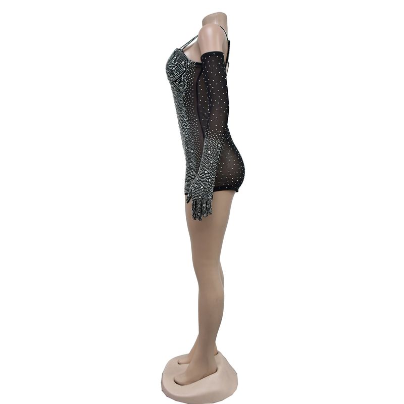 Women's Clothing Fashion women's solid color gauze press drill through shorts jumpsuit_voghion.com