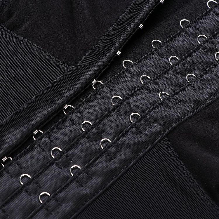 Pantalones de barriga con cremallera, mono con cintura corsé, mono moldeador de cuerpo transpirable de malla de doble capa con 4 botonaduras_voghion.com