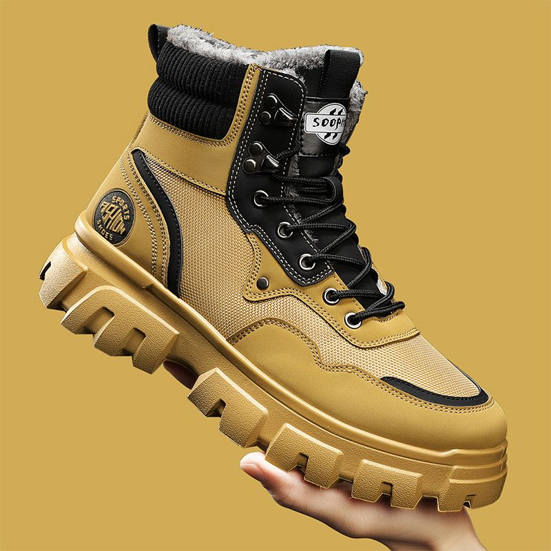 Herfst- en winternieuwe hoge katoenen herenschoenen met suède platform Martin Mid-tube mode-laarzen_voghion.com