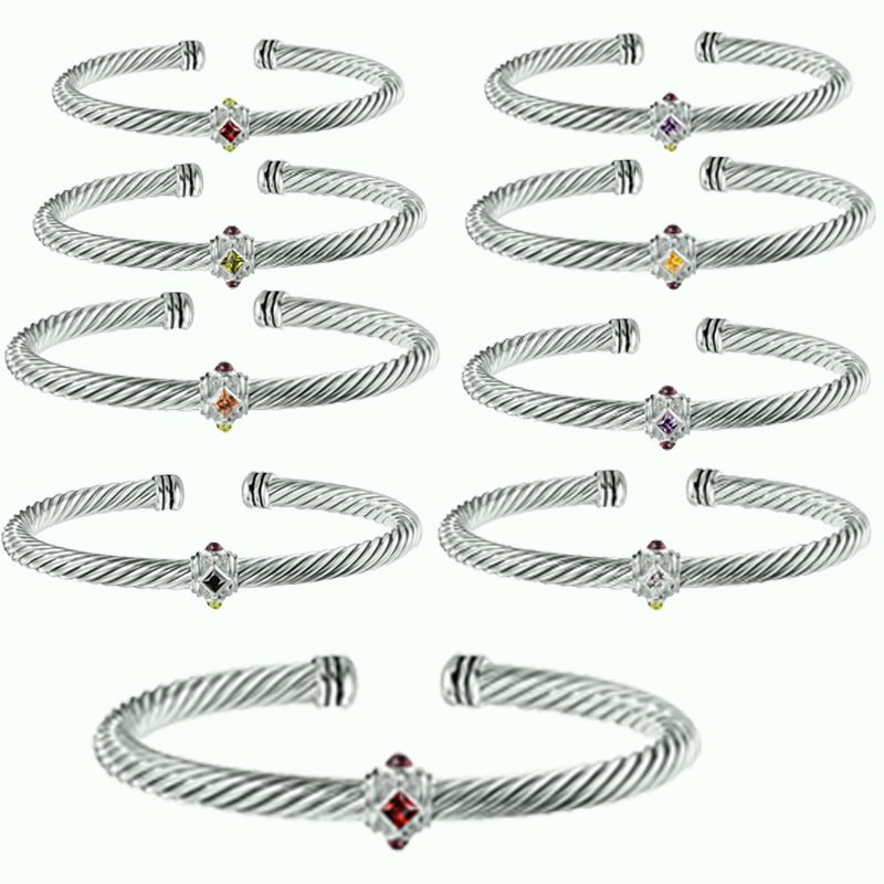 Braccialetto semplice alla moda in acciaio inossidabile con corda metallica aperta da 5 mm tempestato di diamanti_voghion.com